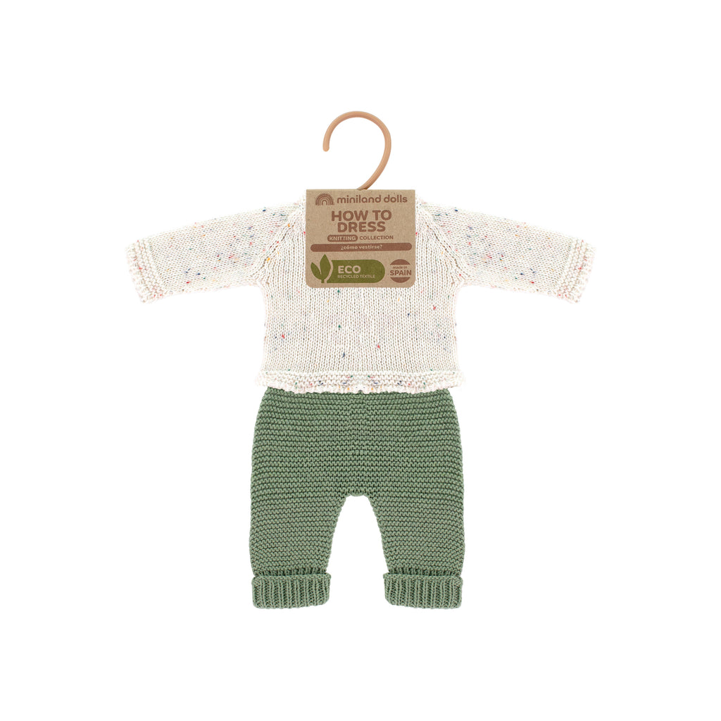 Preemie Baby Sweater & Trousers Outfit Set (12-13") (front view) — Little Mamas Nursery