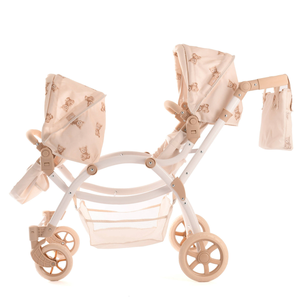 Roma Twin Doll Pram - Teddy Bear Collection (close-up) — Little Mamas Nursery