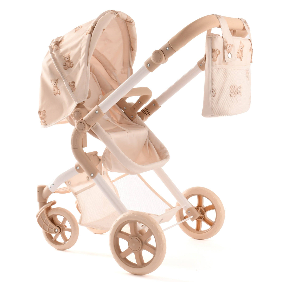 Roma Single Doll Pram - Teddy Bear Collection (front view) — Little Mamas Nursery