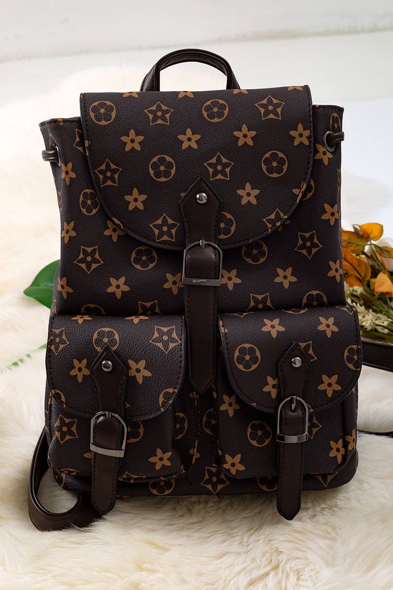 Khaki Girls Pleather Mini Backpack (additional view) — Little Mamas Nursery