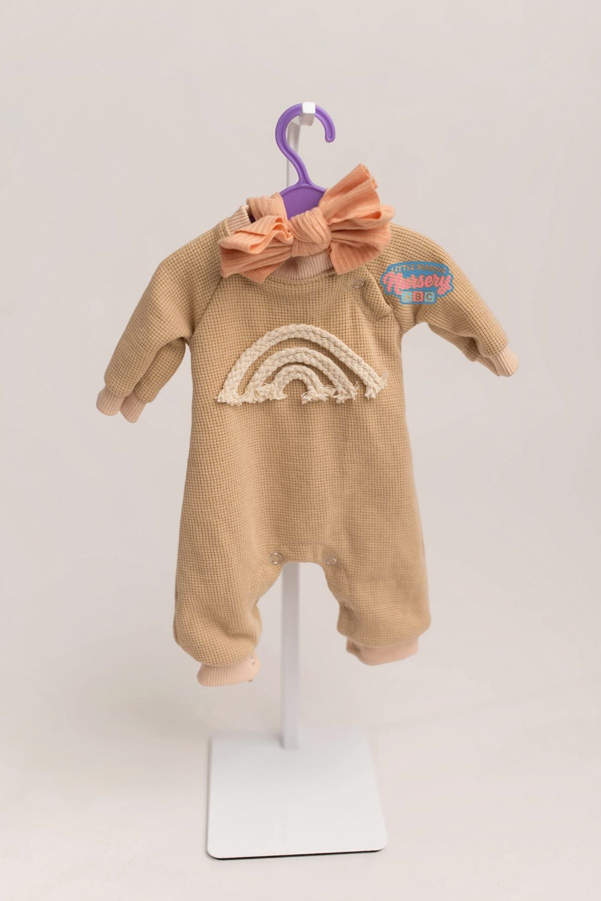 Rainbow Waffle Onesie & Mauve Bow Set — Little Mamas Nursery