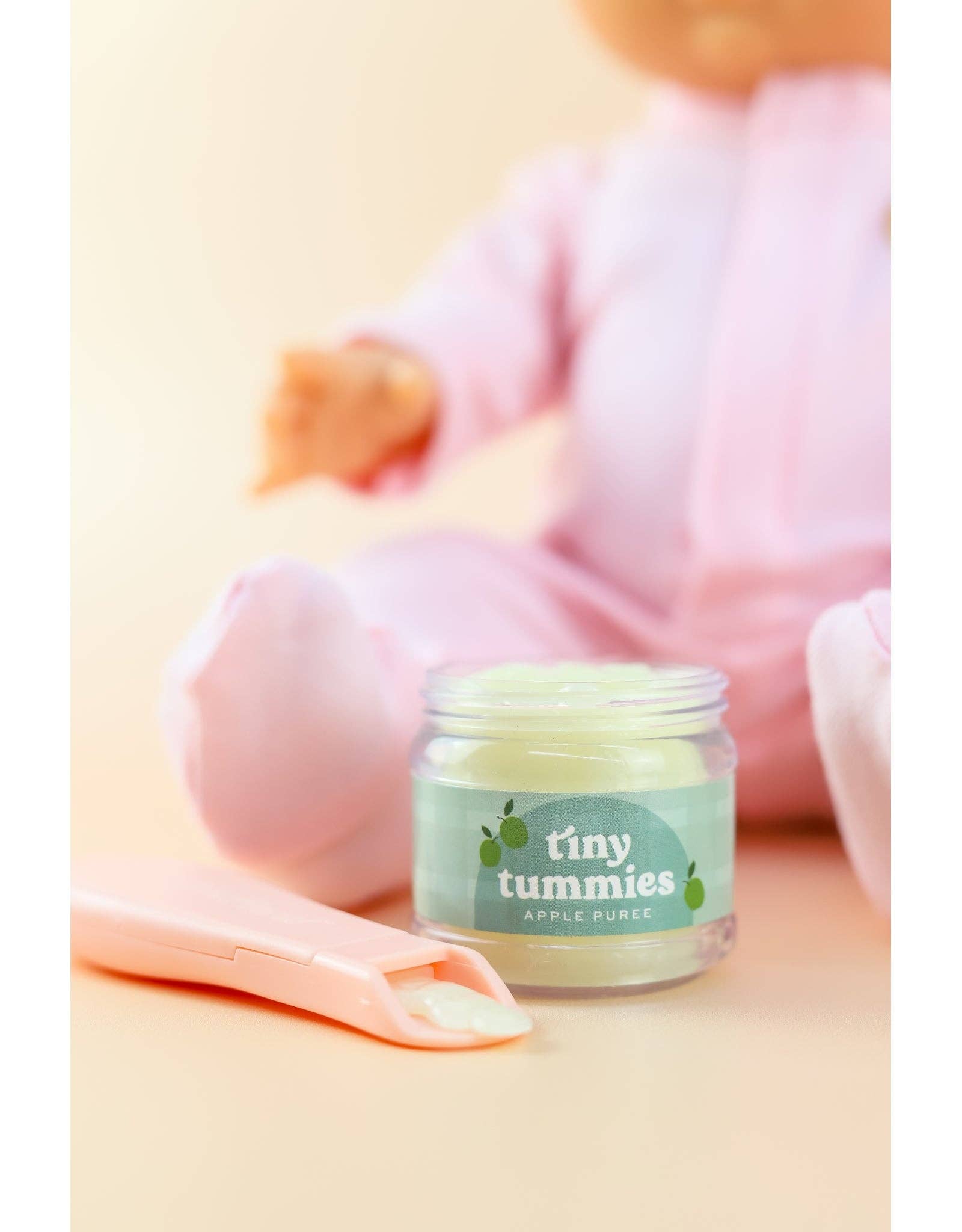 Tiny Tummies Apple Jelly Jar & Magic Spoon (front view) — Little Mamas Nursery