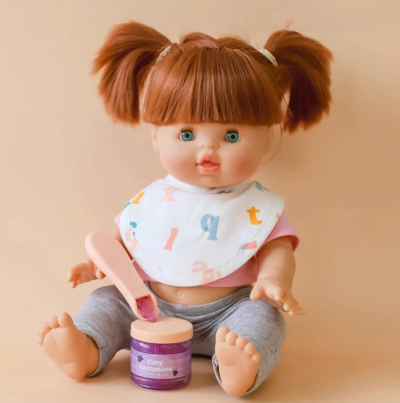 Tiny Tummies Grape Jelly Jar & Magic Spoon (side view) — Little Mamas Nursery
