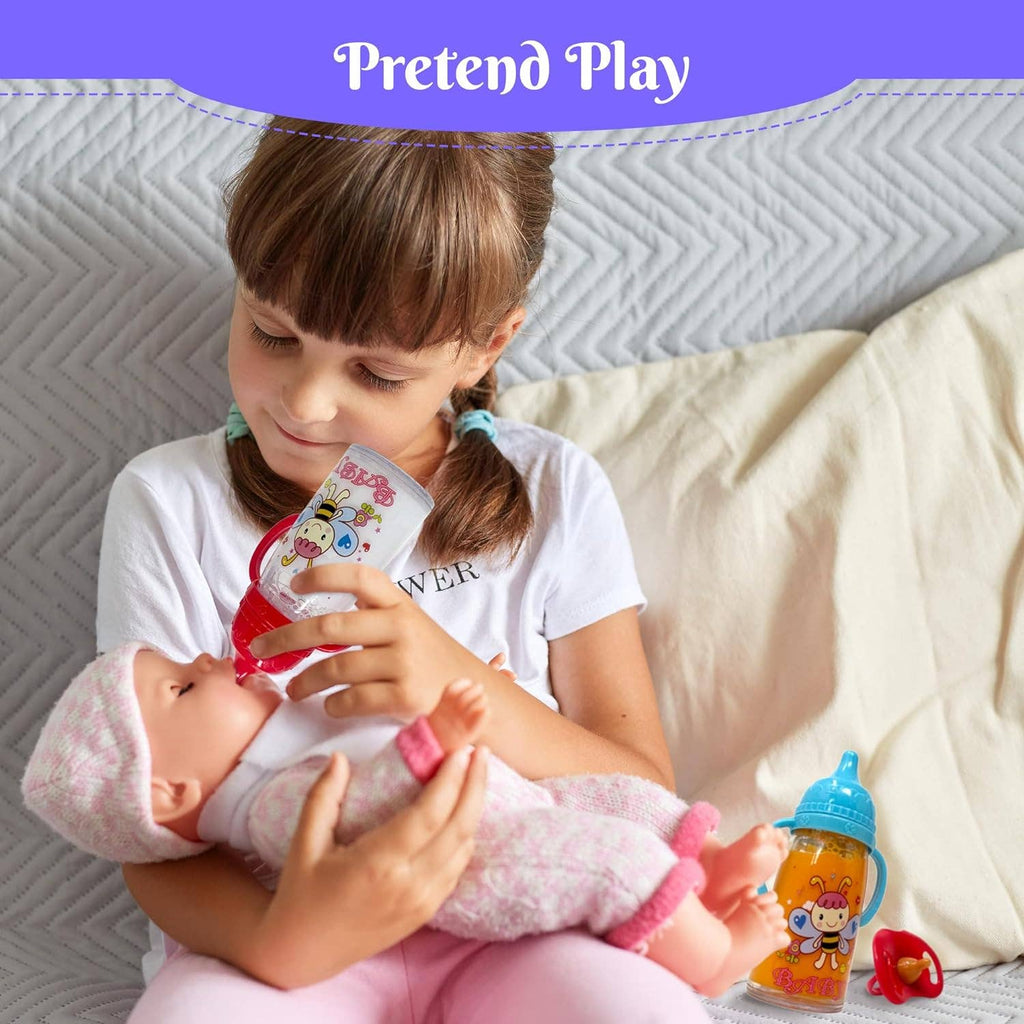 NYDC Magic Disappearing Milk & Juice Baby Doll Bottle Set | 6 Pieces