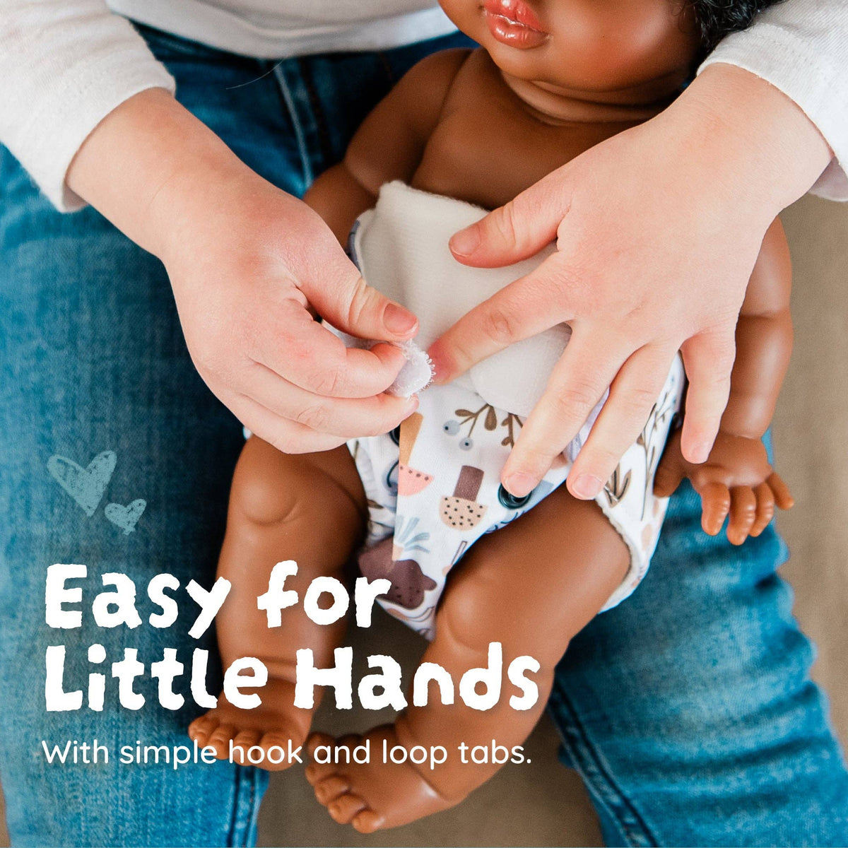Reusable Doll Diaper Set with Mini Baby Wipes (alternate angle) — Little Mamas Nursery