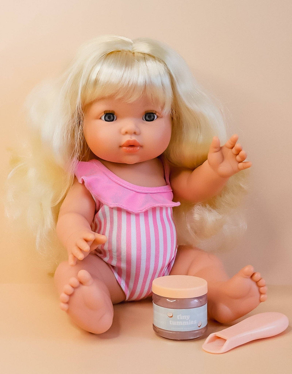 Tiny Tummies Coconut Yogurt Jar & Magic Spoon (side view) — Little Mamas Nursery