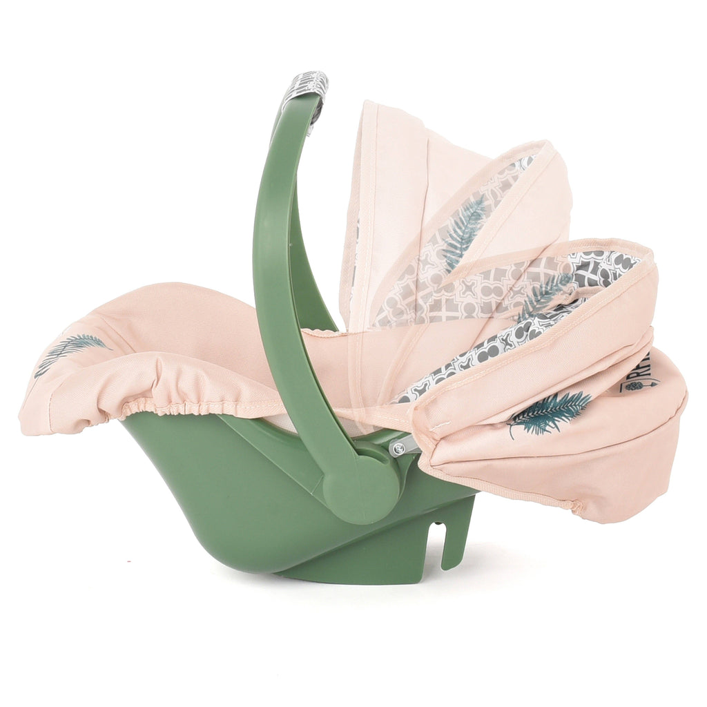 Roma RHS Doll Car Seat - Fern Collection (close-up) — Little Mamas Nursery