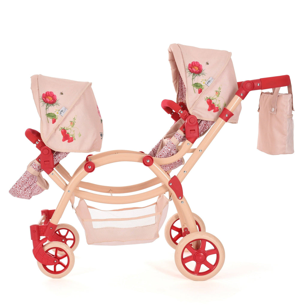Roma RHS Twin Dolls Pram - Flora Collection (side view) — Little Mamas Nursery