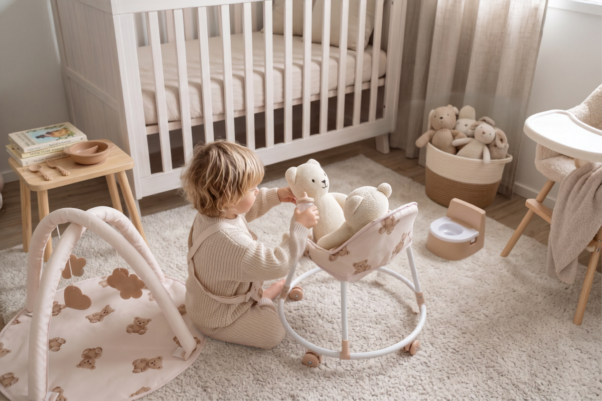 Roma 10-Piece Mega Nursery Doll Playset - Teddy Bear Collection (side view) — Little Mamas Nursery