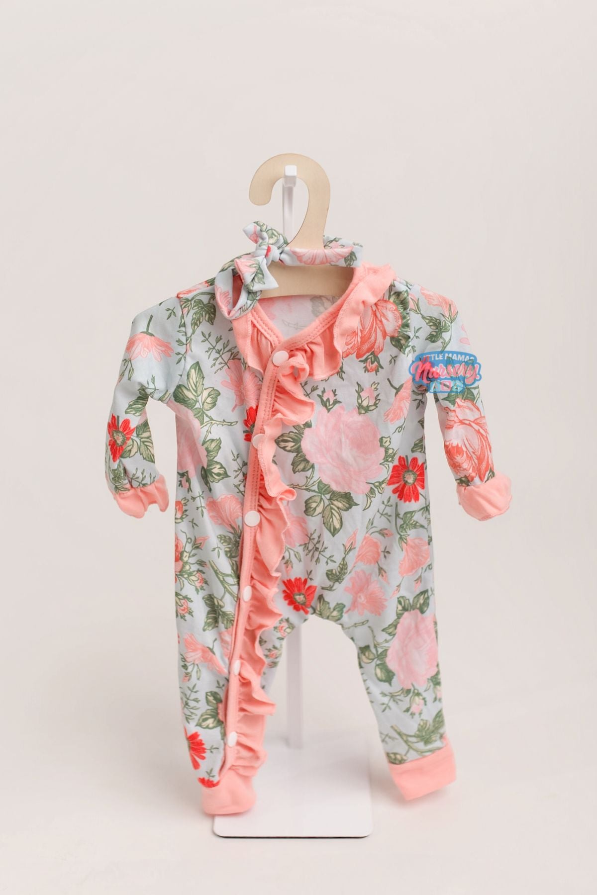 Floral Ruffle Sleeper with Bow — Little Mamas Nursery