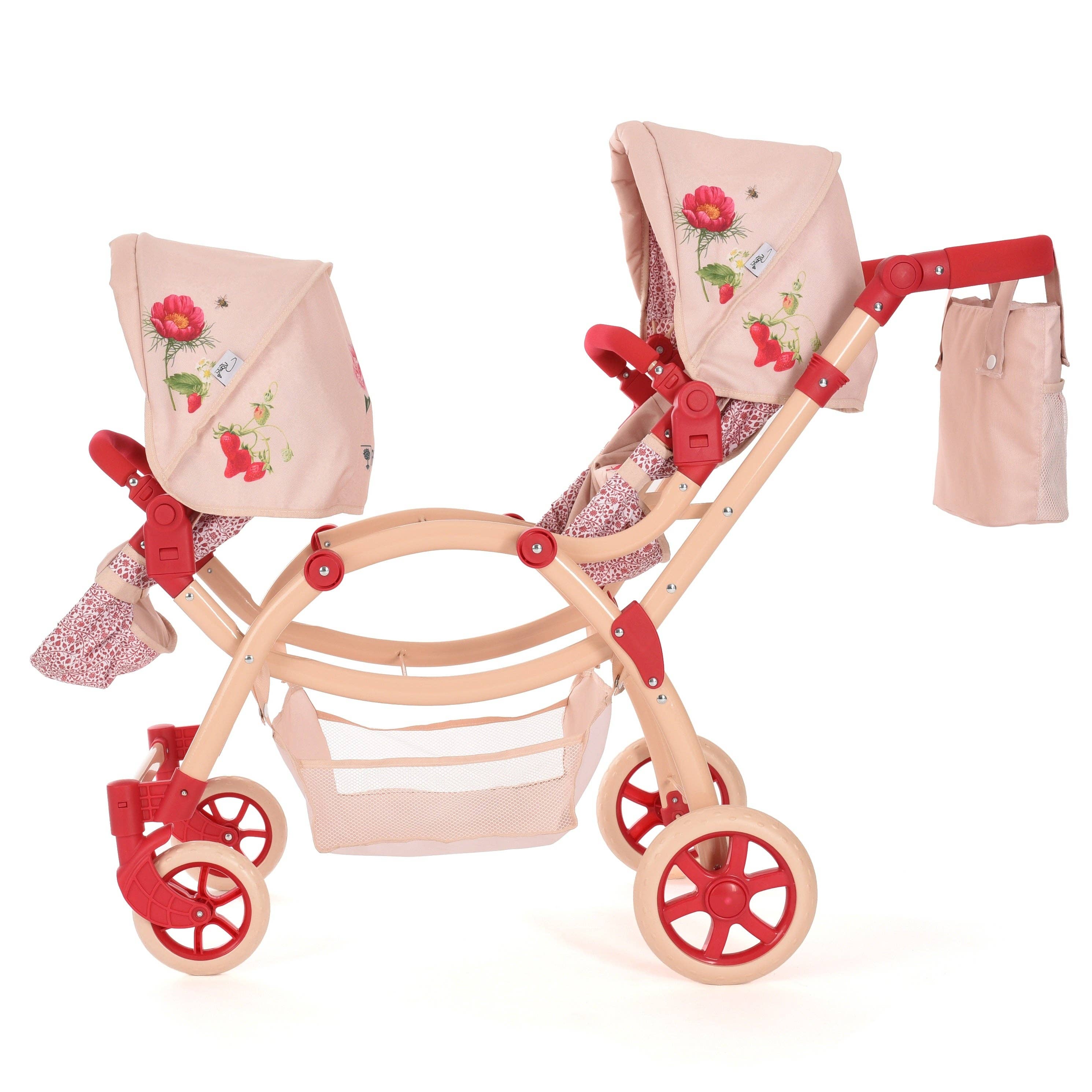 Roma RHS Twin Dolls Pram - Flora Collection (front view) — Little Mamas Nursery