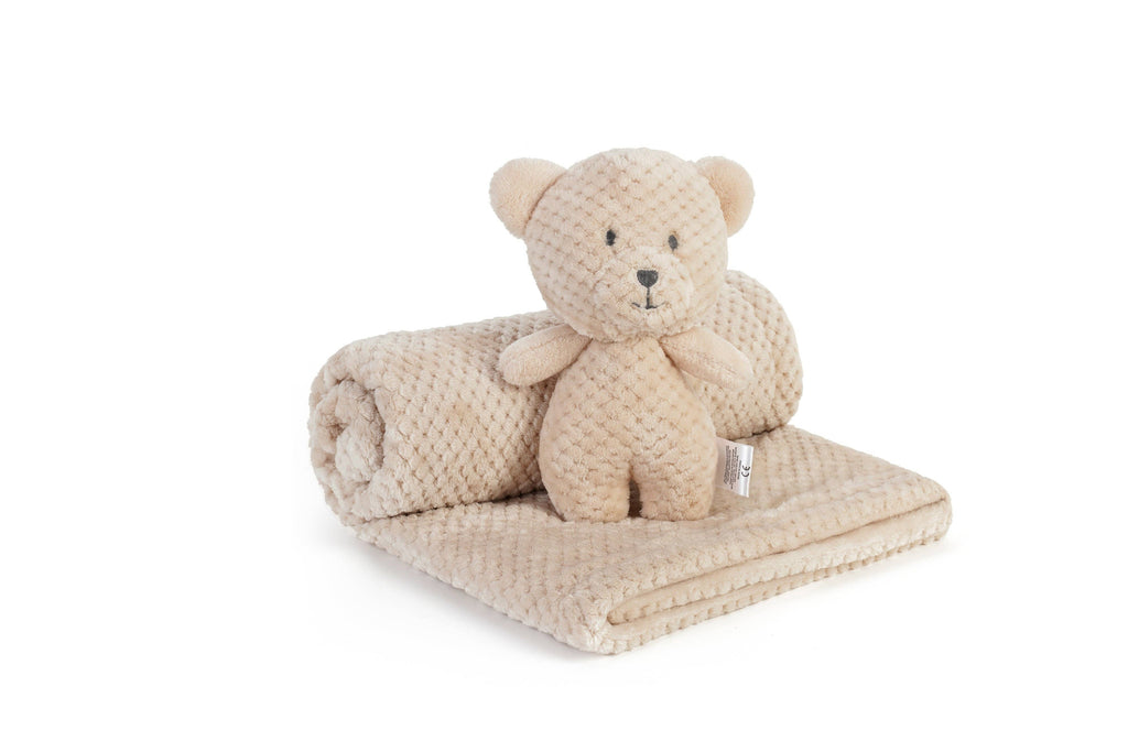 Beige Baby Blanket with Bear Plush Toy — Little Mamas Nursery