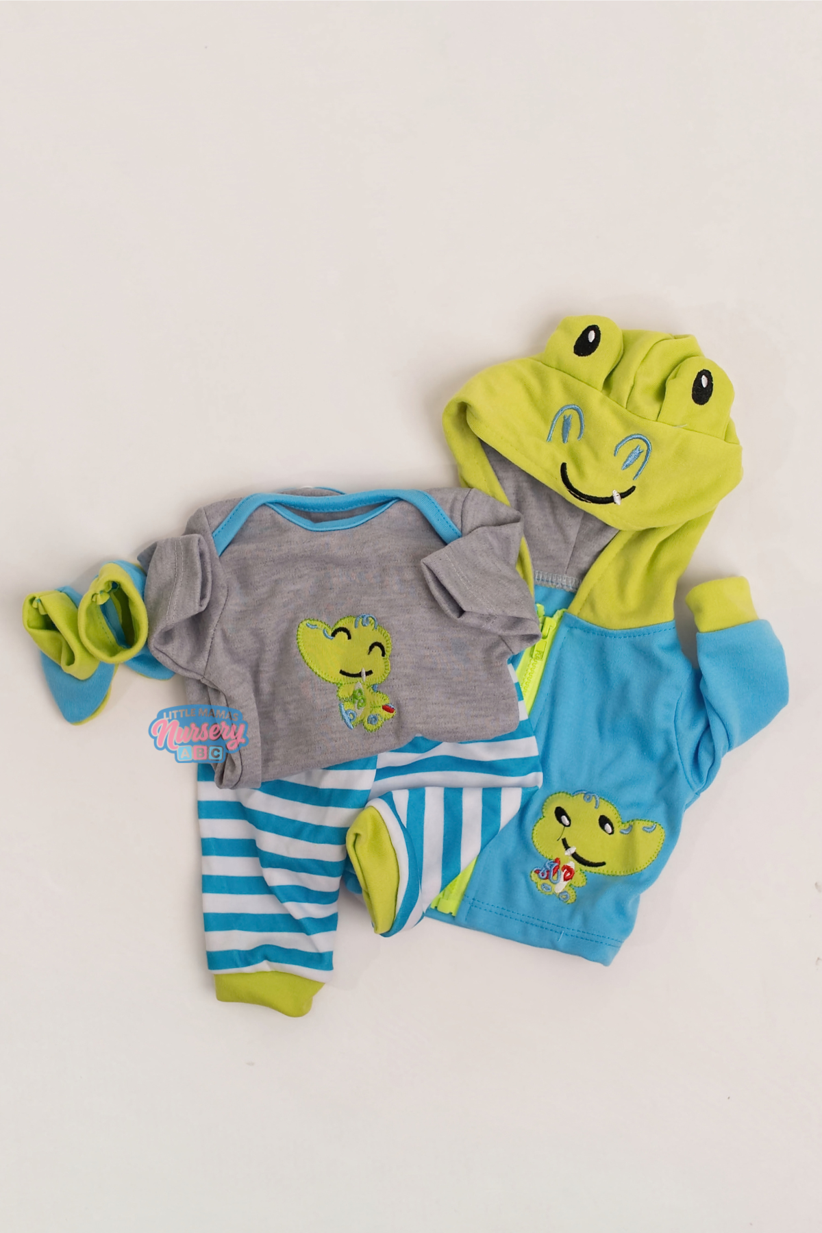 Alligator Doll Onesie, Pants, Hooded Jacket & Booties