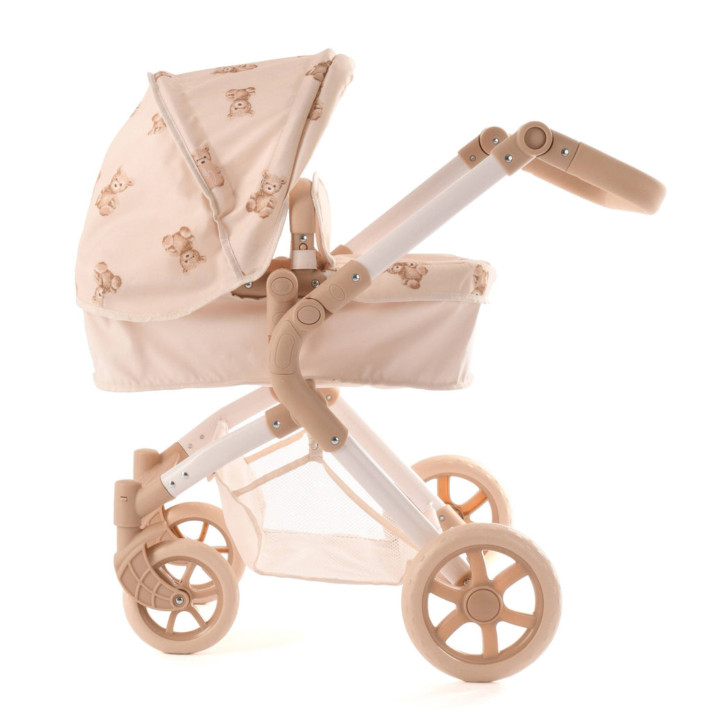 Roma Single Doll Pram - Teddy Bear Collection (close-up) — Little Mamas Nursery