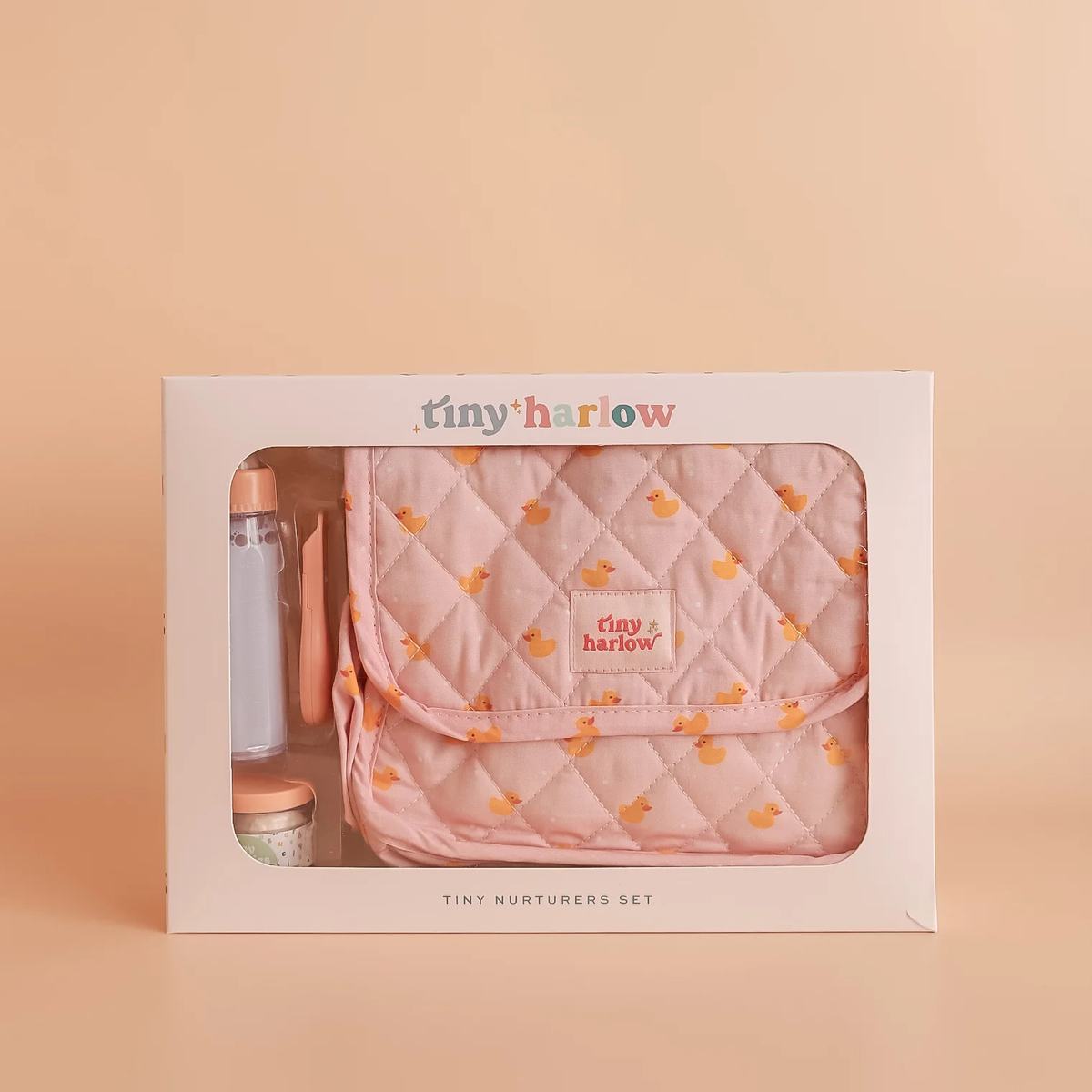Tiny Harlow Tiny Nurturers Doll Care Gift Set - Pink Ducky (front view) — Little Mamas Nursery