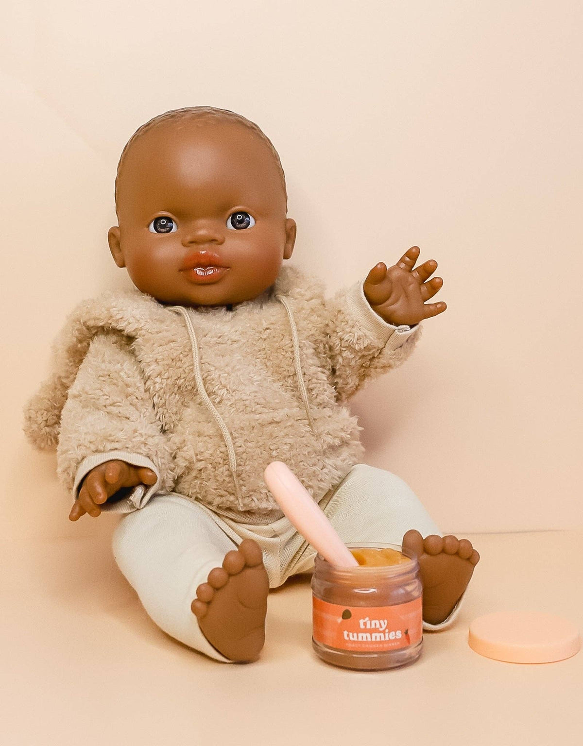 Tiny Tummies Roast Chicken Dinner Jar & Magic Spoon (side view) — Little Mamas Nursery