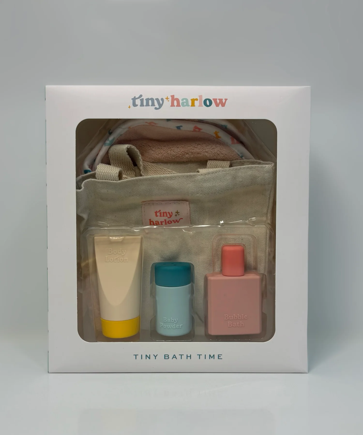 Tiny Harlow Doll Bath Time Set (close-up) — Little Mamas Nursery