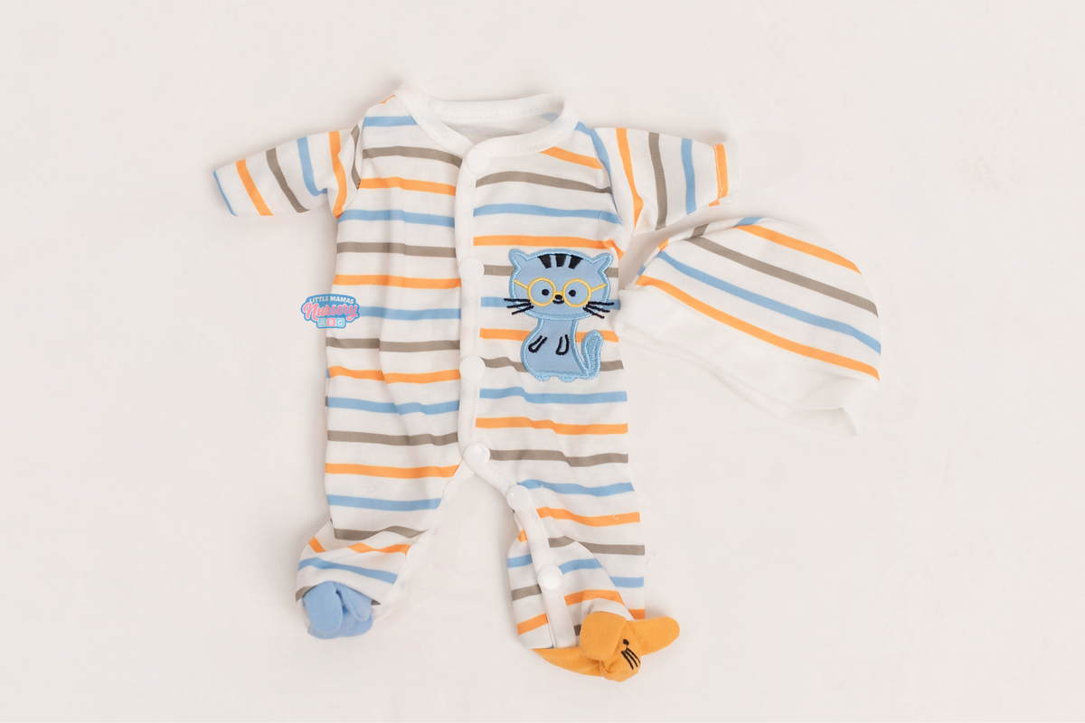 Striped Sleeper & Hat Set