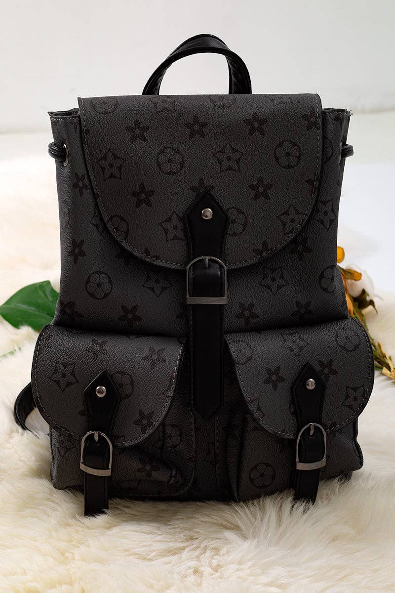Khaki Girls Pleather Mini Backpack (alternate angle) — Little Mamas Nursery