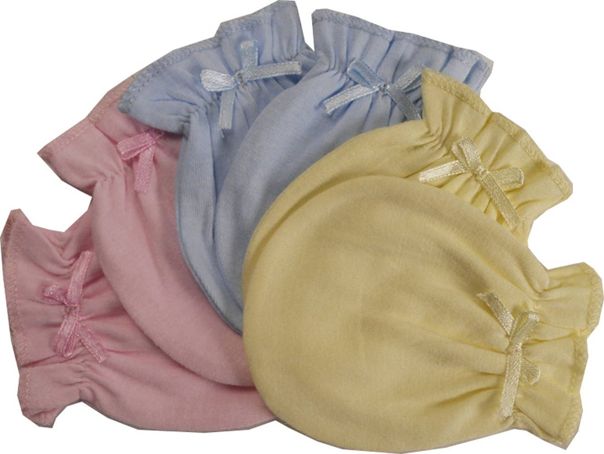 Yellow Baby Mittens (front view) — Little Mamas Nursery