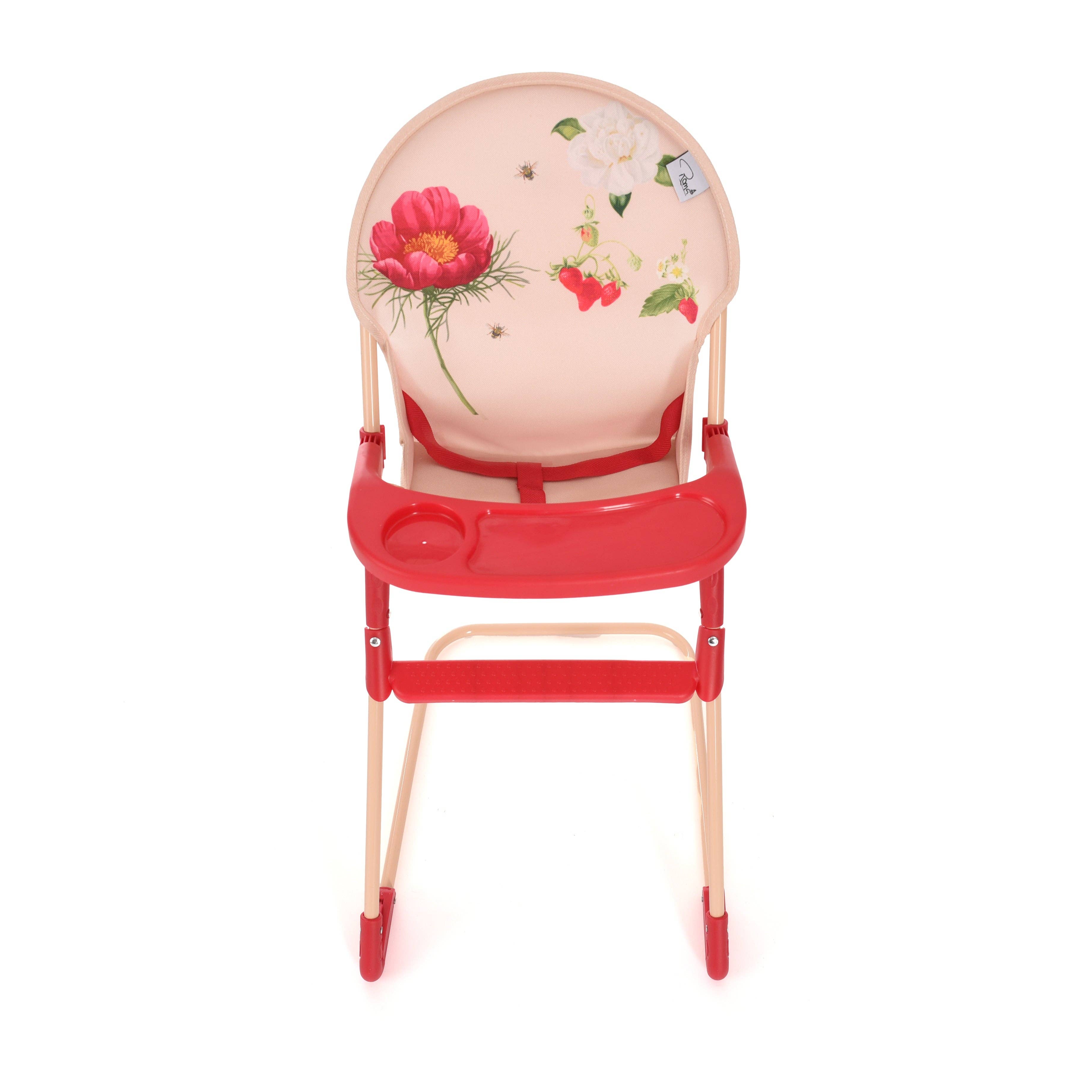 Roma RHS Doll High Chair - Flora Collection (close-up) — Little Mamas Nursery