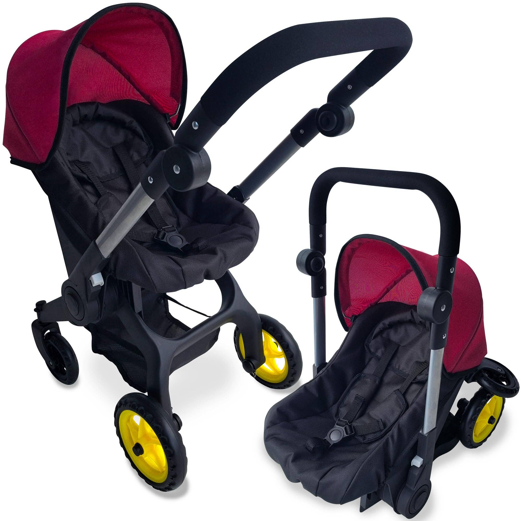 NYDC 2-in-1 Convertible Doll Car Seat & Stroller Combo - Maroon — Little Mamas Nursery