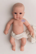 Finley, 12-inch fully platinum silicone baby doll (close-up) — Little Mamas Nursery