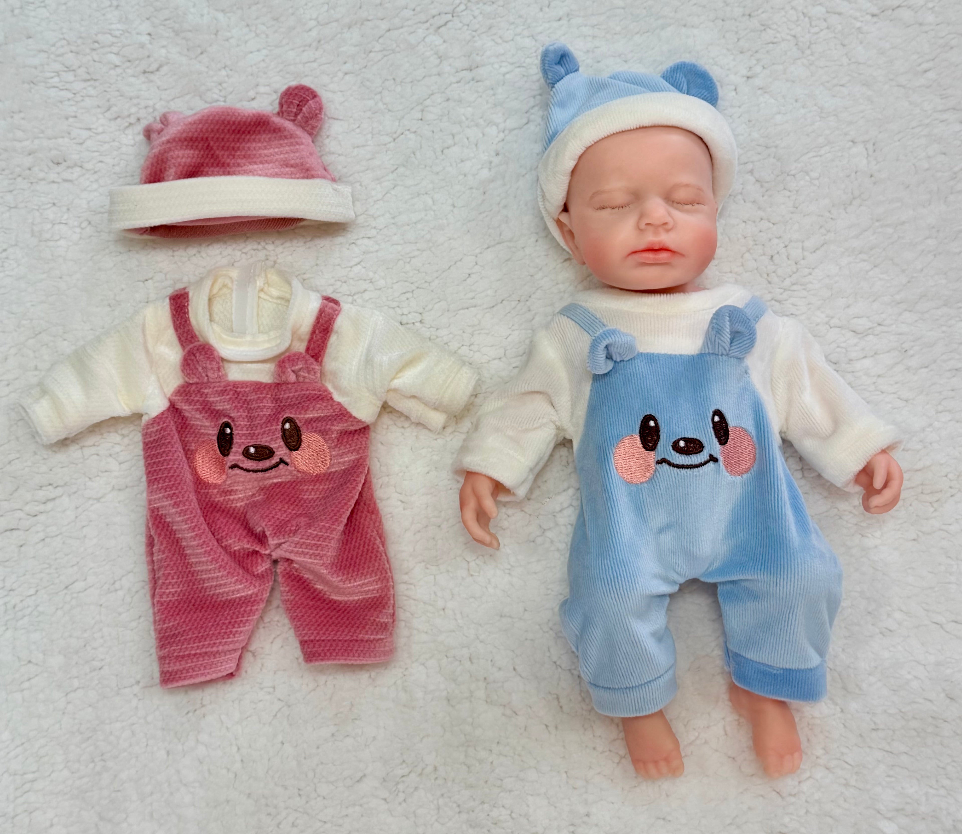 Velvet Overall & Hat Set for 10–13" Dolls — Little Mamas Nursery