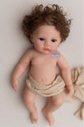 Nora, 18-inch fully platinum silicone baby doll, side view — Little Mamas Nursery