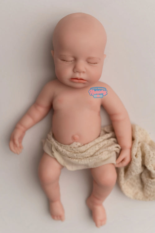 Quinn, 12-inch fully platinum silicone baby doll (front view) — Little Mamas Nursery
