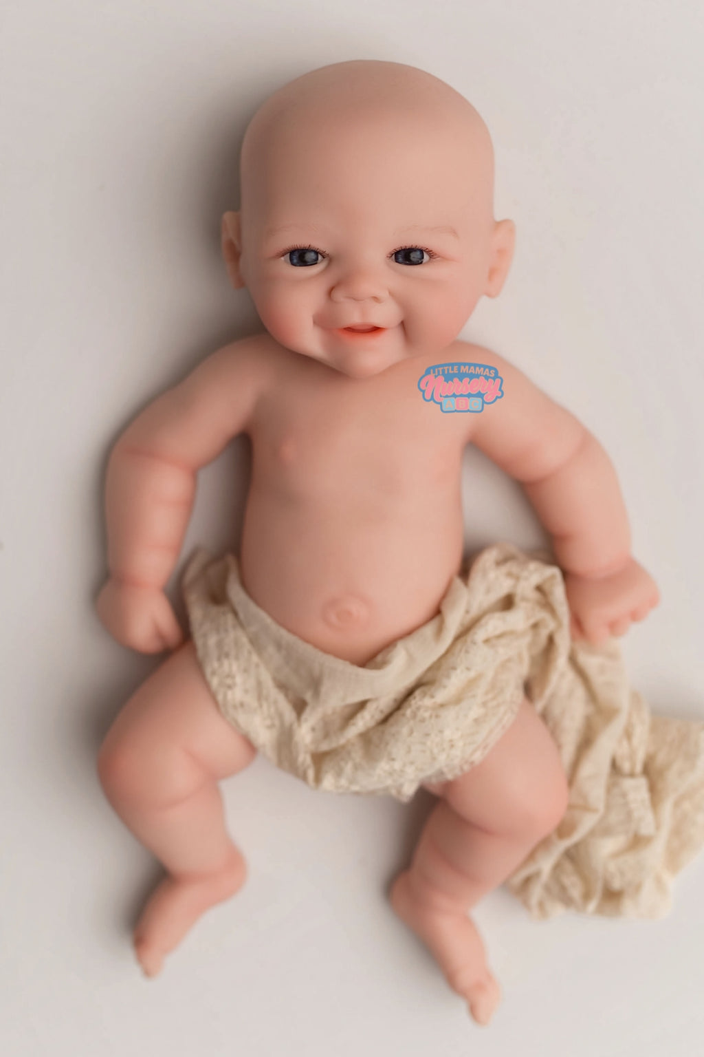 Remy, 16-inch fully platinum silicone baby doll (front view) — Little Mamas Nursery