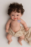Remy, 12-inch fully platinum silicone baby doll (front view) — Little Mamas Nursery