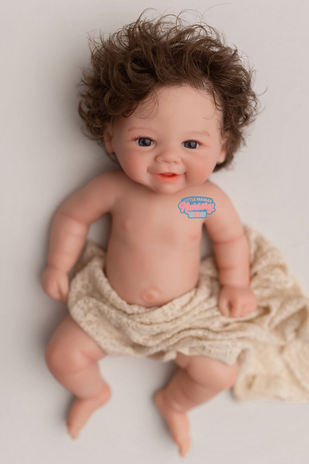 Remy, 16-inch fully platinum silicone baby doll (close-up) — Little Mamas Nursery