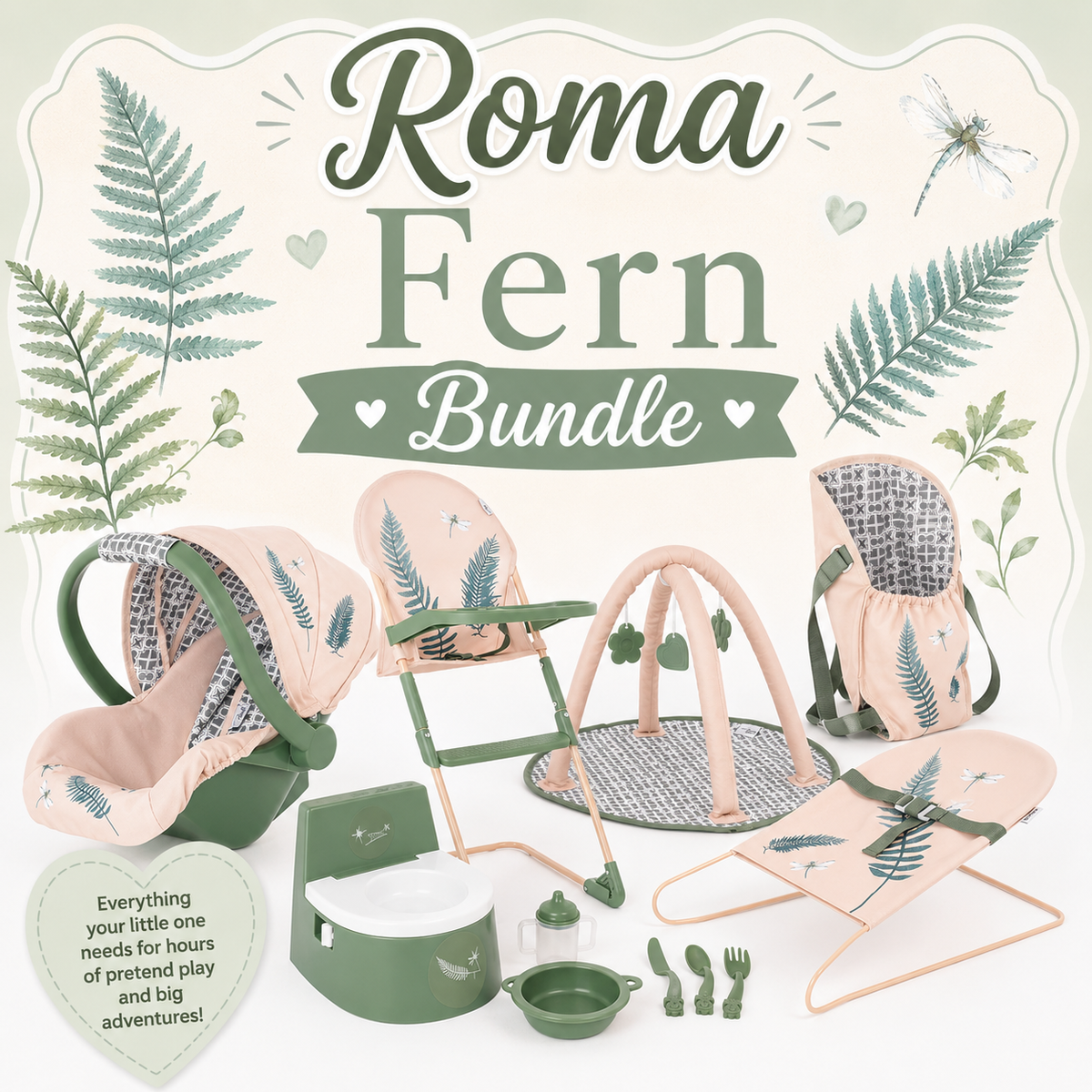 Roma Fern Bundle – 10-Piece Nursery Playset, High Chair & Car Seat — Little Mamas Nursery
