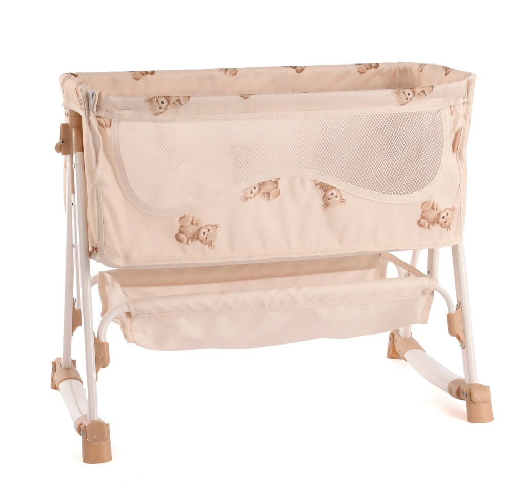 Roma Teddy Bear Bundle – Single Doll Pram & Bedside Crib Set (side view) — Little Mamas Nursery