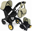 NYDC 2-in-1 Convertible Doll Car Seat & Stroller Combo - Olive Green Design | Reborn & Silicone Doll Pram
