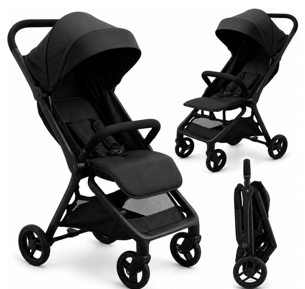 NYDC Compact Folding Doll Stroller - Black Design | Reborn & Silicone Doll Pram