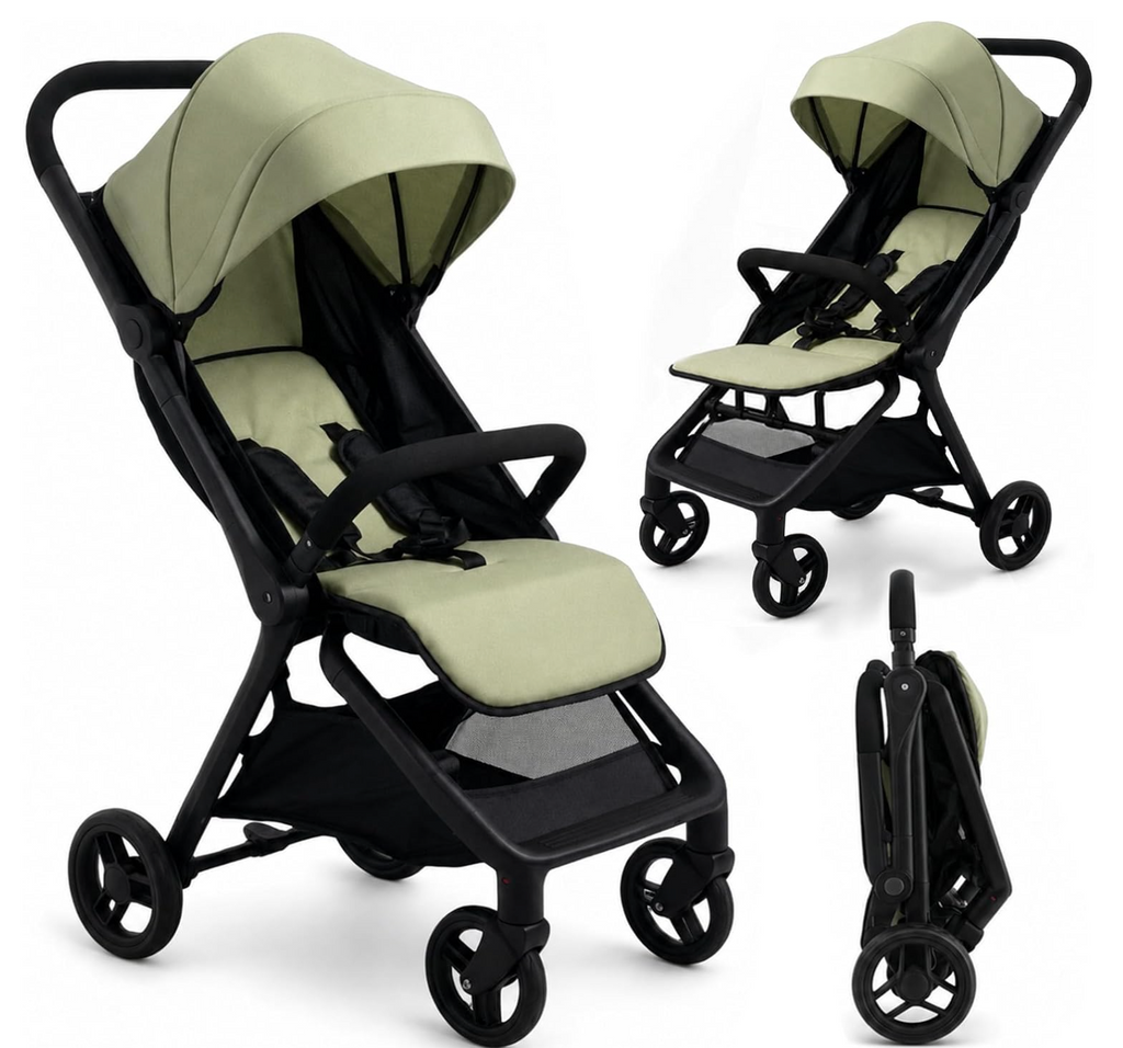 NYDC Compact Folding Doll Stroller - Olive Green Design | Reborn & Silicone Doll Pram