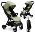 NYDC Compact Folding Doll Stroller - Olive Green Design | Reborn & Silicone Doll Pram