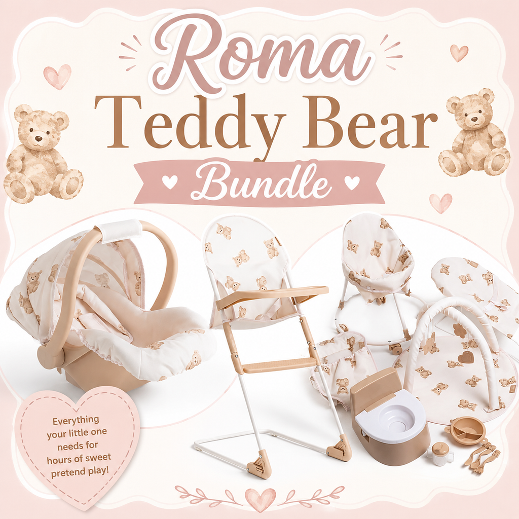 Roma Teddy Bear Bundle – 10-Piece Nursery Playset, High Chair & Car Seat — Little Mamas Nursery
