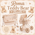 Roma Teddy Bear Bundle – Single Doll Pram & Bedside Crib Set — Little Mamas Nursery