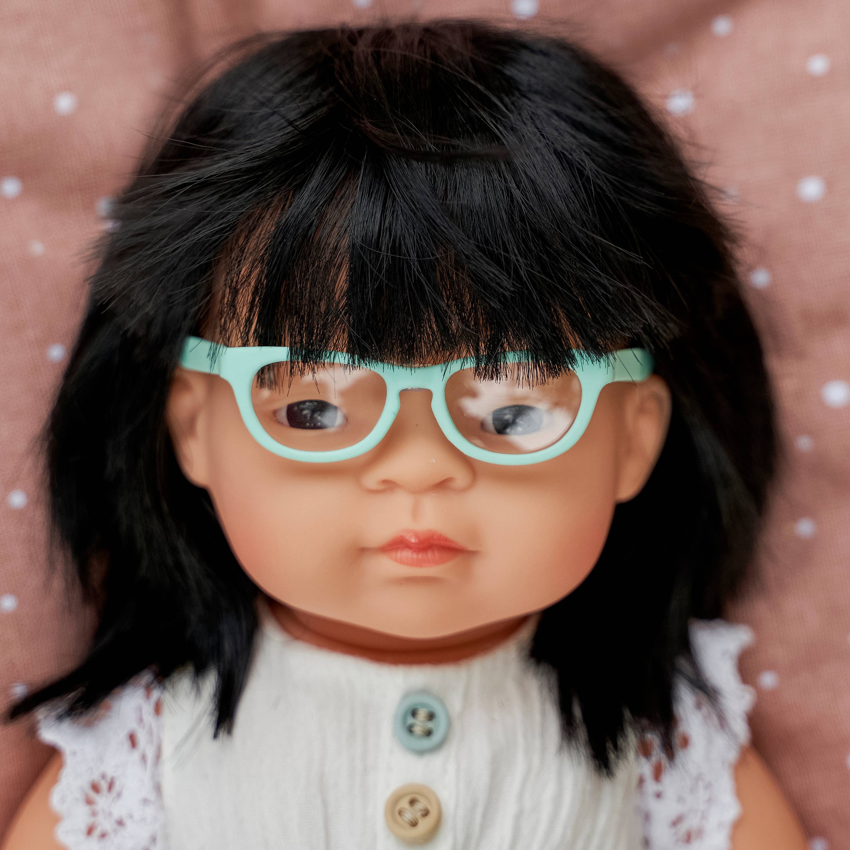 Turquoise Doll Glasses (side view) — Little Mamas Nursery