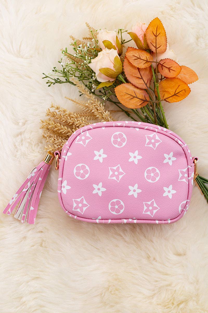 Pink Star Print Mini Crossbody Purse (front view) — Little Mamas Nursery