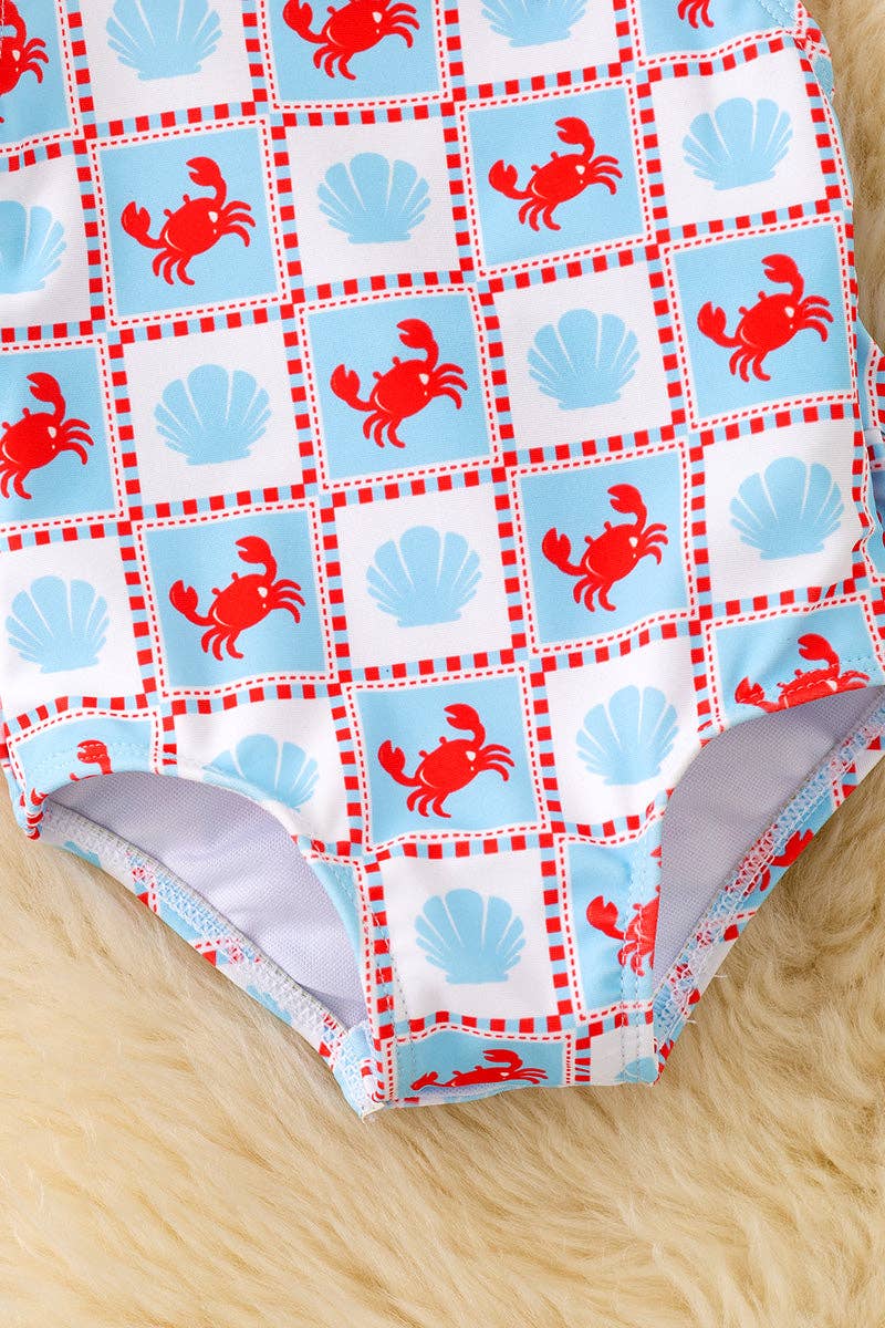 Crab Print Doll Swimsuit (side view) — Little Mamas Nursery