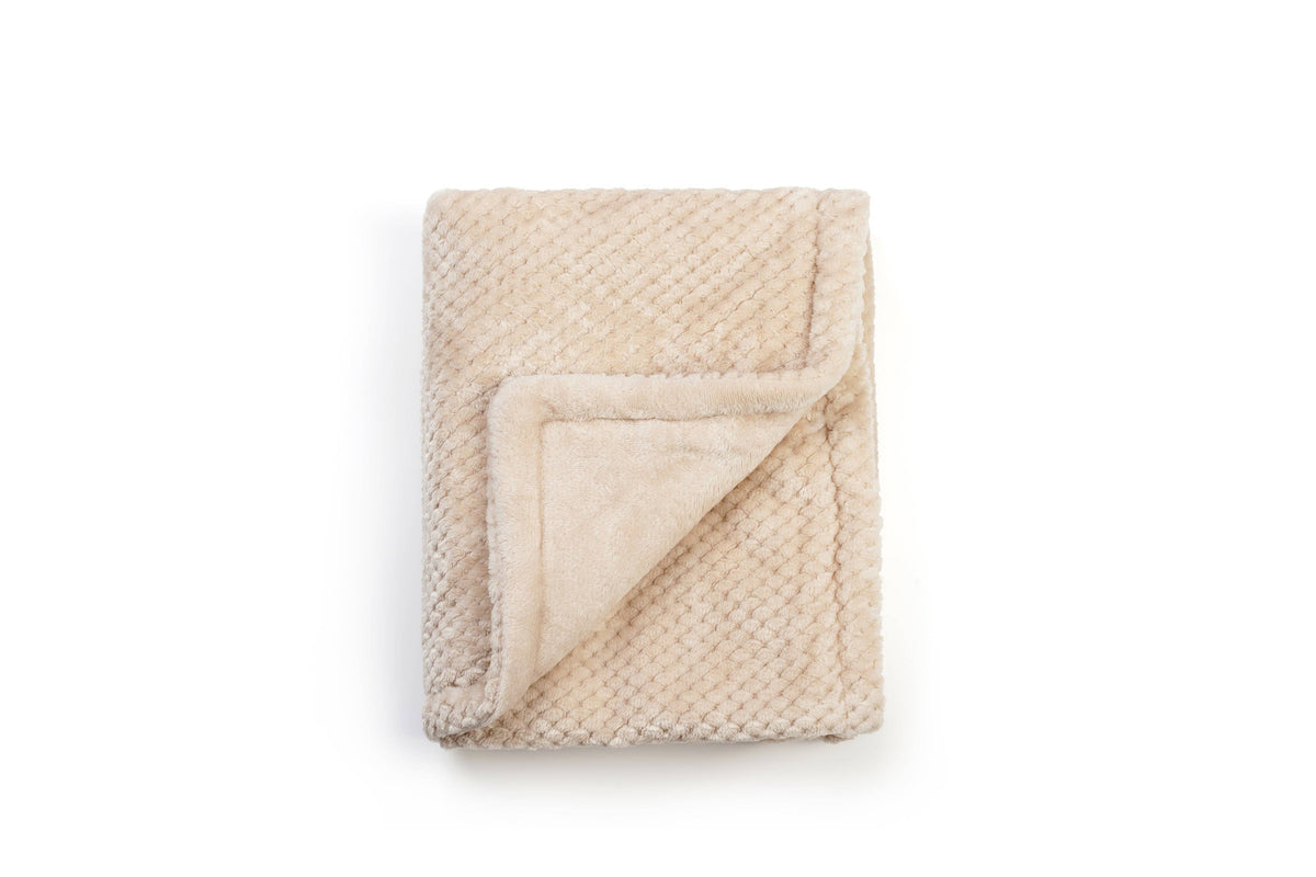 Beige Baby Blanket with Bear Plush Toy (side view) — Little Mamas Nursery
