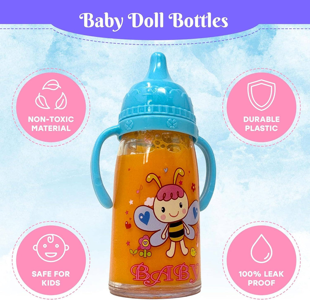 NYDC Magic Disappearing Milk & Juice Baby Doll Bottle Set | 6 Pieces