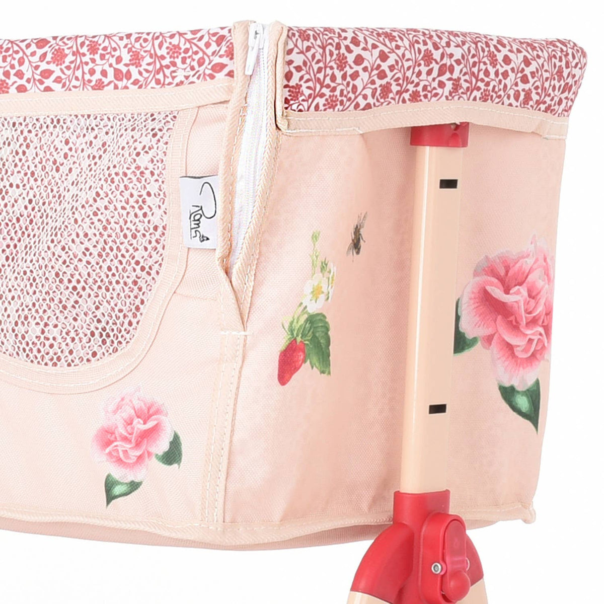 Roma RHS Doll Bedside Crib - Flora Collection (alternate angle) — Little Mamas Nursery