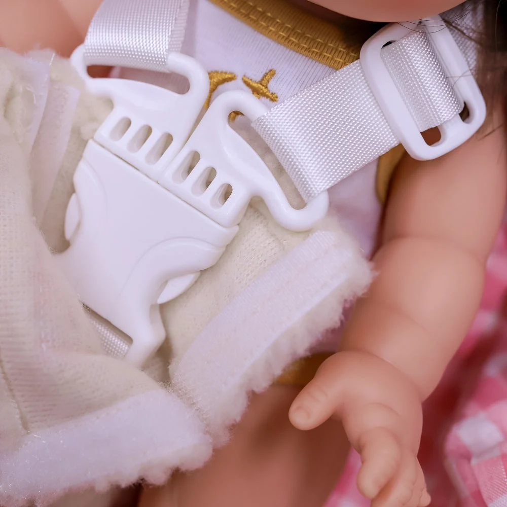 Tiny Harlow Doll Car Seat Capsule - Blue Ducky (close-up) — Little Mamas Nursery