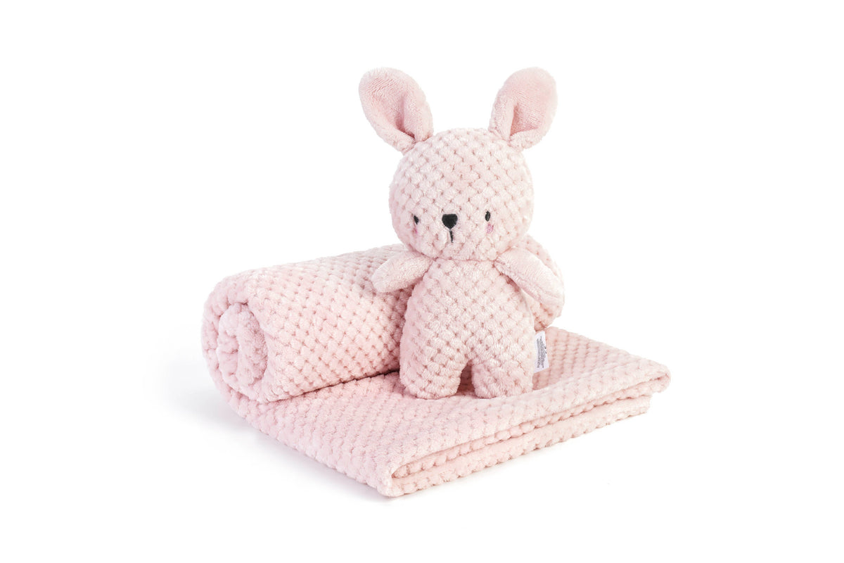 Pink Baby Blanket with Bunny Plush Toy — Little Mamas Nursery
