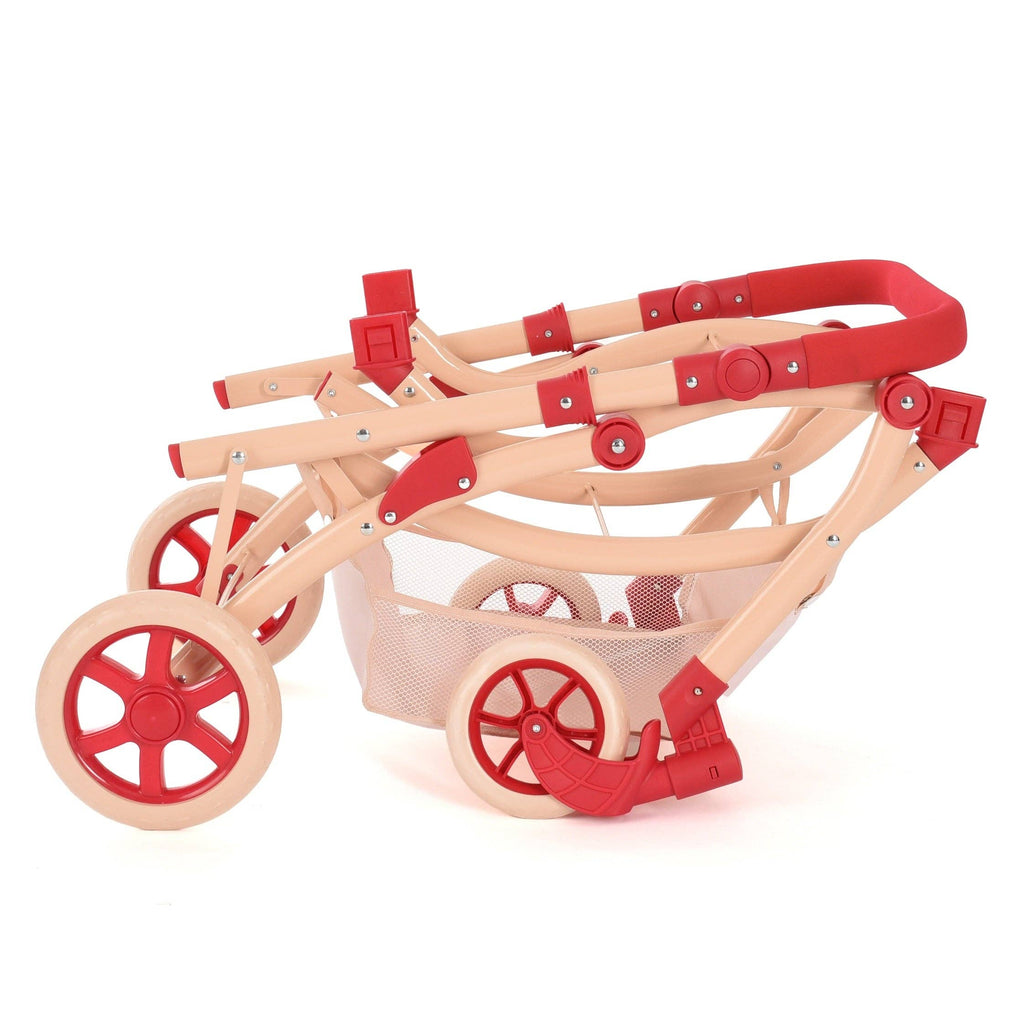 Roma RHS Twin Dolls Pram - Flora Collection (alternate angle) — Little Mamas Nursery